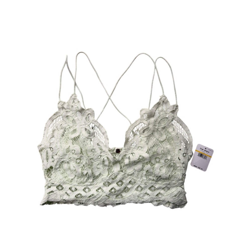 Free People Intimately Lace Bralette Light Green M/M Cropped Boho Festival